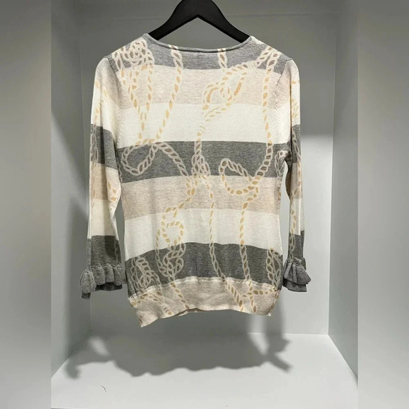 Charlotte Tarantola Anthropologie striped chain Cardigan bling Women’s large - Picture 5 of 7